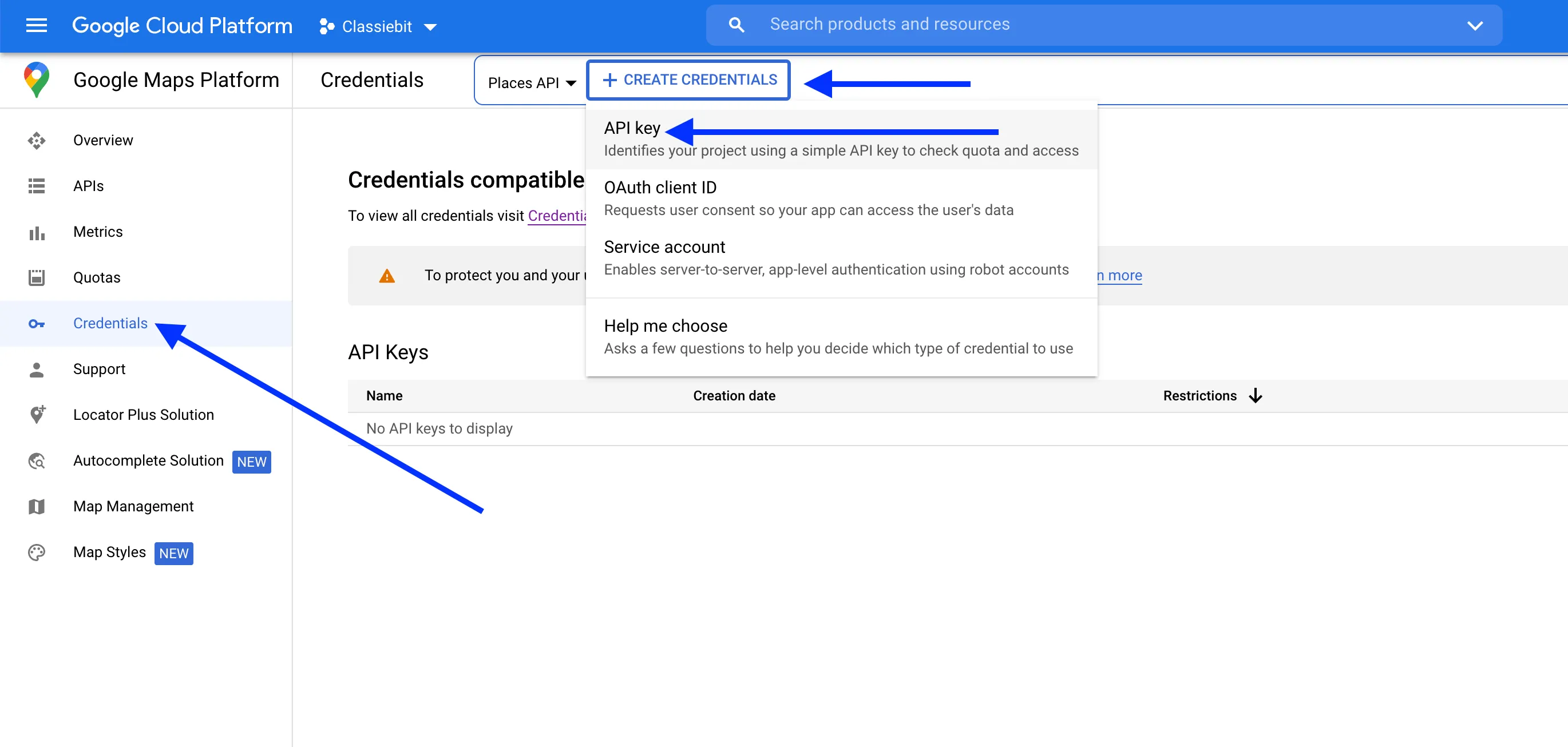 google-places-creds-create
