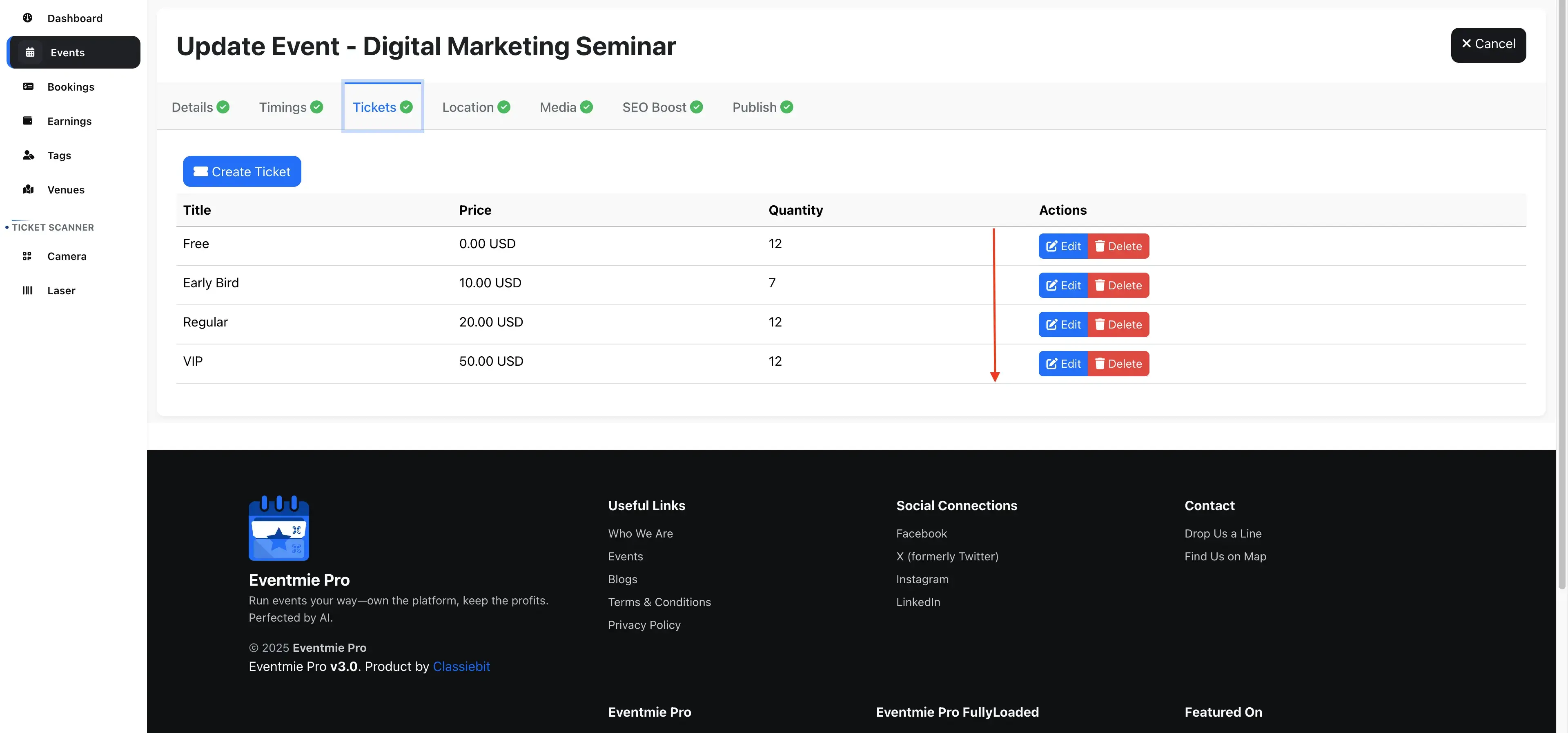 Set custom Ticket order